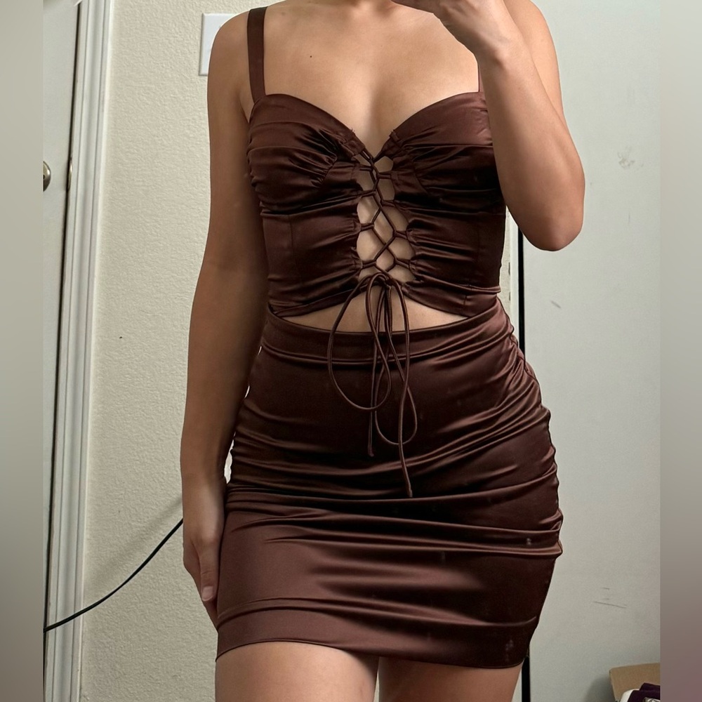 Satin skirt set